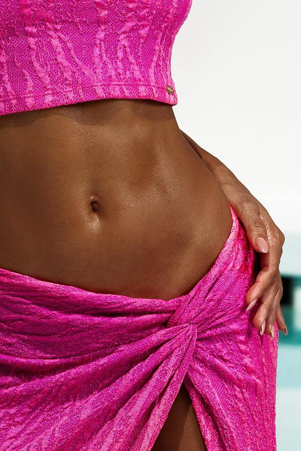 Luli Fama WAVE CHASER - Crop Top & Twist Front Skirt • Fuchsia – Luli Fama