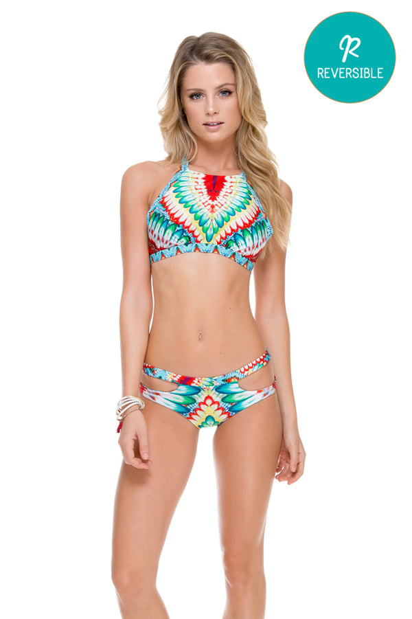 luli fama WILD HEART - Born Free Engineered Reversible Hight Neck Top & Split Si – Luli Fama
