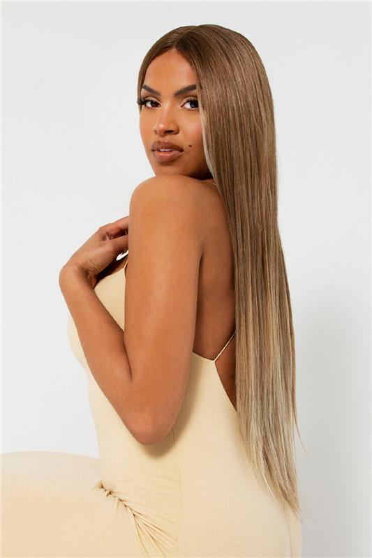 lullabellz The Pia - Poker Straight Face Framed Balayage Blonde Lace Front Wig