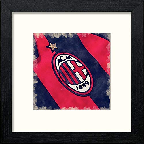 lumartos AC Milan FC Badge – Black Wood Frame Wall Art – Framed Wall Art Print by Lumartos Premium Home Décor