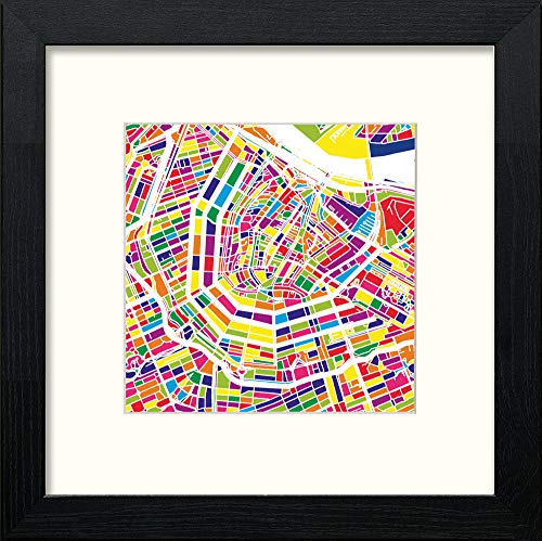 lumartos Amsterdam Map – Black Wood Frame Wall Art – Framed Wall Art Print by Lumartos Premium Home Décor
