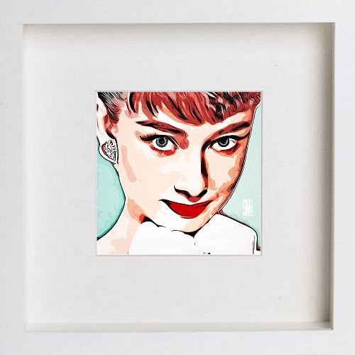 lumartos Audrey Hepburn 0007 – White Frame Wall Art – Framed Wall Art Print by Lumartos Premium Home Décor