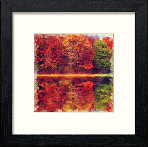 lumartos Autumn Lake – Black Wood Frame Wall Art – Framed Wall Art Print by Lumartos Premium Home Décor