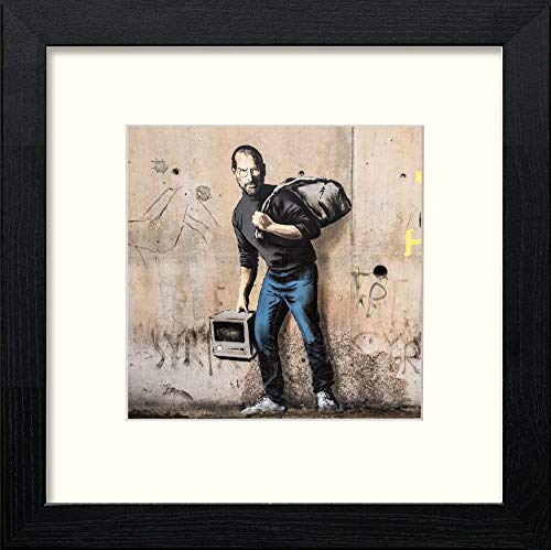 lumartos Banksy Steve Jobs – Black Wood Frame Wall Art – Framed Wall Art Print by Lumartos Premium Home Décor