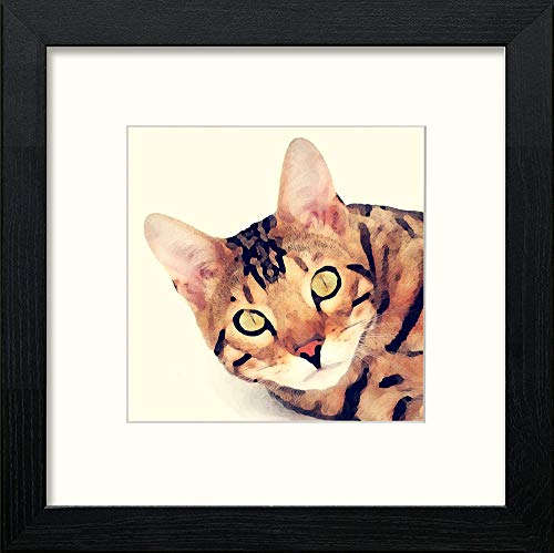 lumartos Bengal Cat – Black Wood Frame Wall Art – Framed Wall Art Print by Lumartos Premium Home Décor