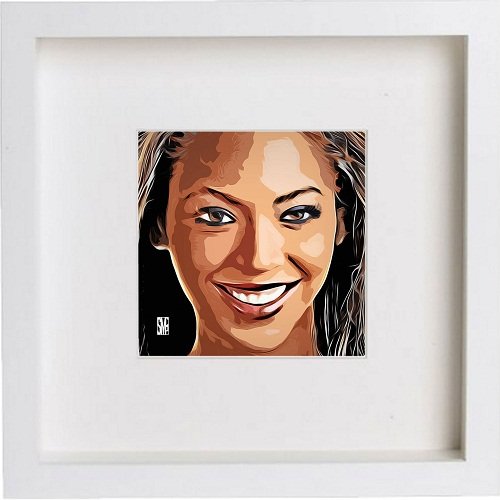 lumartos Beyonce 0009 – White Frame Wall Art – Framed Wall Art Print by Lumartos Premium Home Décor