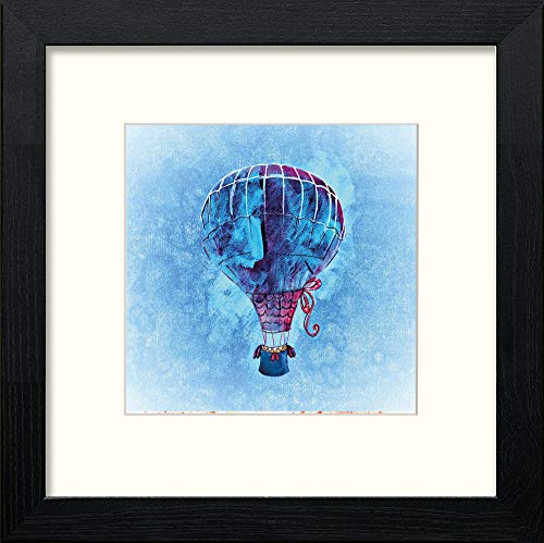 lumartos Blue Ballon – Black Wood Frame Wall Art – Framed Wall Art Print by Lumartos Premium Home Décor
