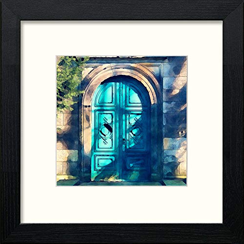 lumartos Blue Door – Black Wood Frame Wall Art – Framed Wall Art Print by Lumartos Premium Home Décor