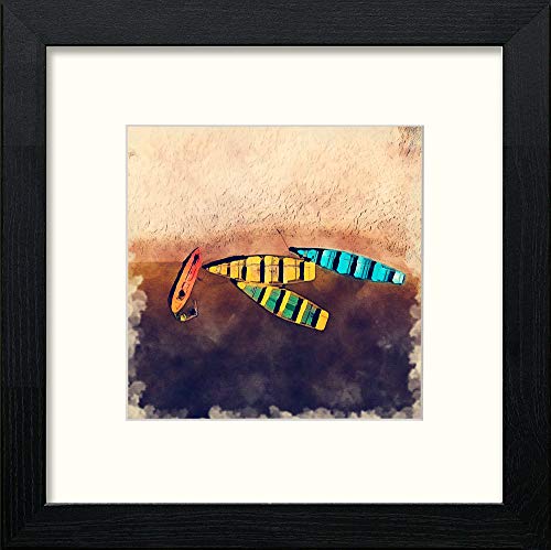 lumartos Boats From Above – Black Wood Frame Wall Art – Framed Wall Art Print by Lumartos Premium Home Décor