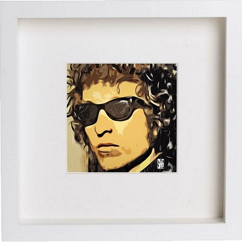lumartos Bob Dylan 0011 – White Frame Wall Art – Framed Wall Art Print by Lumartos Premium Home Décor