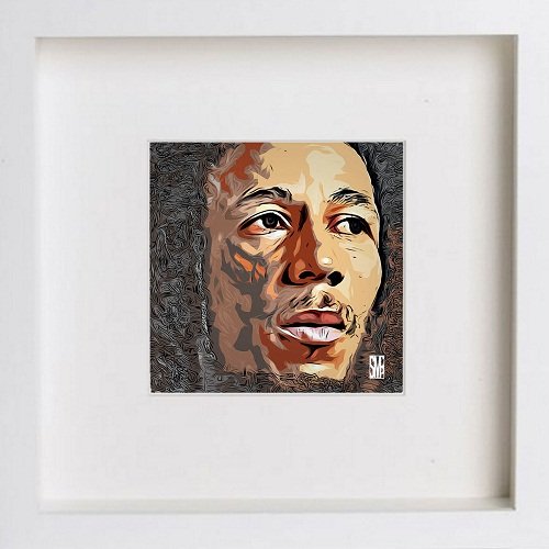 lumartos Bob Marley 0012 – White Frame Wall Art – Framed Wall Art Print by Lumartos Premium Home Décor