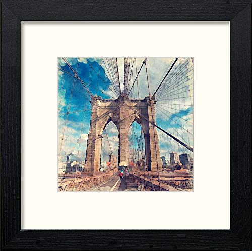 lumartos Brooklyn Bridge – Black Wood Frame Wall Art – Framed Wall Art Print by Lumartos Premium Home Décor