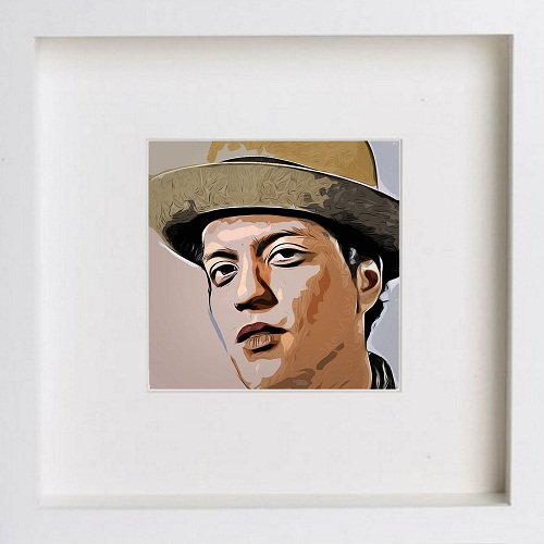 lumartos Bruno Mars 0013 – White Frame Wall Art – Framed Wall Art Print by Lumartos Premium Home Décor