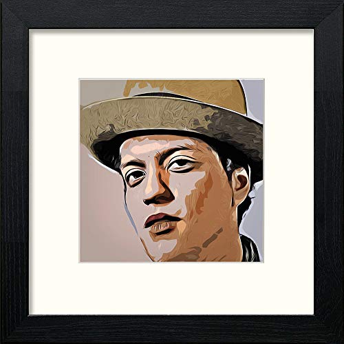 lumartos Bruno Mars – Black Wood Frame Wall Art – Framed Wall Art Print by Lumartos Premium Home Décor