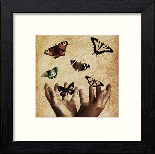 lumartos Butterfly Hands – Black Wood Frame Wall Art – Framed Wall Art Print by Lumartos Premium Home Décor