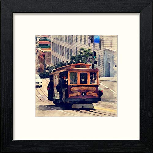 lumartos Cable Car San Francisco – Black Wood Frame Wall Art – Framed Wall Art Print by Lumartos Premium Home Décor