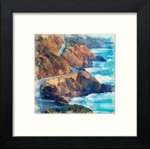 lumartos California Coastline – Black Wood Frame Wall Art – Framed Wall Art Print by Lumartos Premium Home Décor