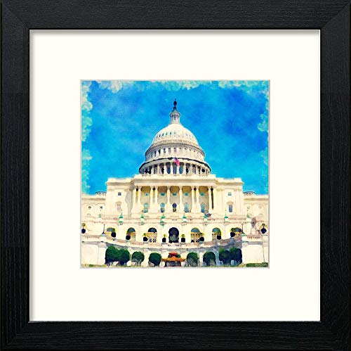 lumartos Capitol Building – Black Wood Frame Wall Art – Framed Wall Art Print by Lumartos Premium Home Décor