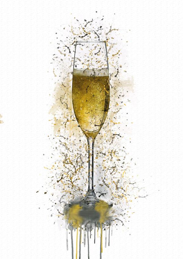 lumartos Champagne Glass Splash Print – A4 Frame Wall Art – Framed Wall Art Print by Lumartos Premium Home Décor