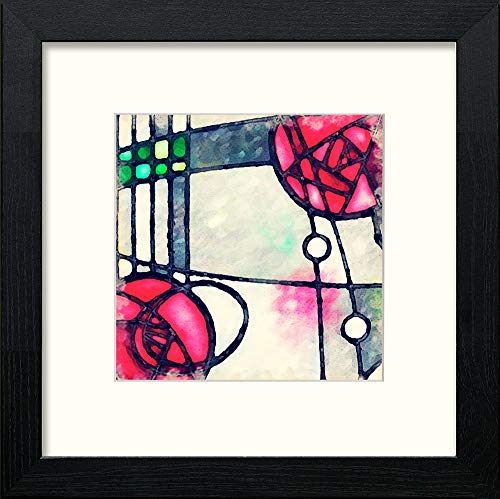 lumartos Charles Rennie Mackintosh Leaded Window – Black Wood Frame Wall Art – Framed Wall Art Print by Lumartos Premium Home Décor