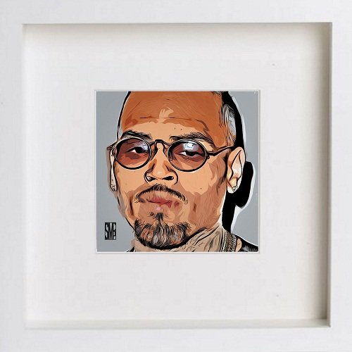 lumartos Chris Brown 0018 – White Frame Wall Art – Framed Wall Art Print by Lumartos Premium Home Décor