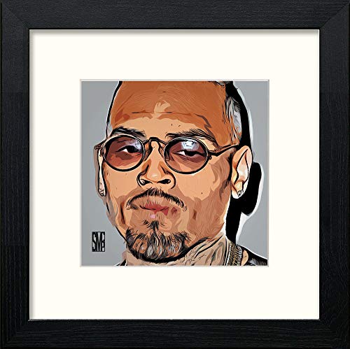 lumartos Chris Brown – Black Wood Frame Wall Art – Framed Wall Art Print by Lumartos Premium Home Décor