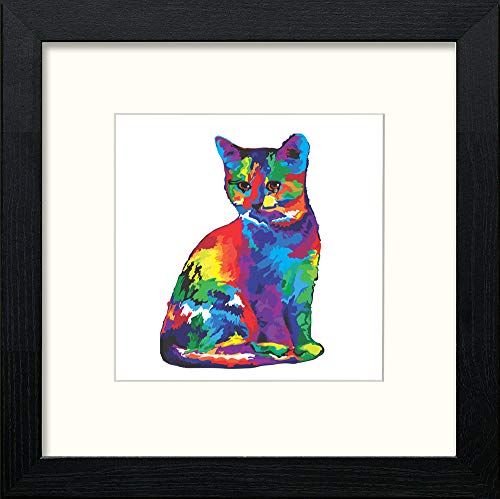 lumartos Colourful Cat – Black Wood Frame Wall Art – Framed Wall Art Print by Lumartos Premium Home Décor