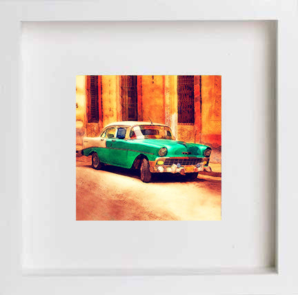 lumartos Cuban Car 0272 – White Frame Wall Art – Framed Wall Art Print by Lumartos Premium Home Décor