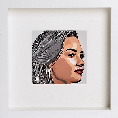 lumartos Demi Lovato 0022 – White Frame Wall Art – Framed Wall Art Print by Lumartos Premium Home Décor