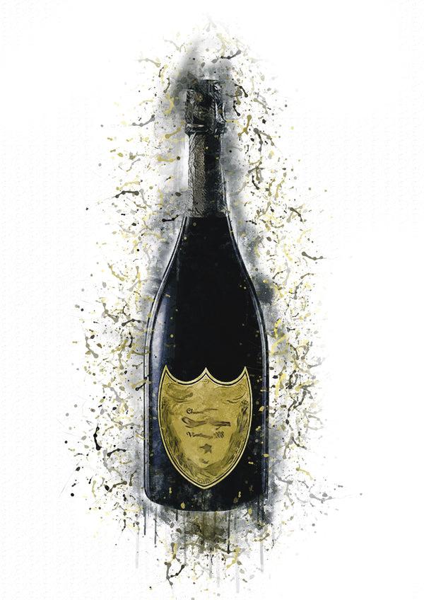 lumartos Don Champagne Splash Print – A4 Frame Wall Art – Framed Wall Art Print by Lumartos Premium Home Décor