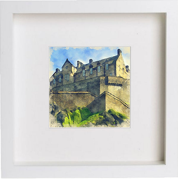 lumartos Edinburgh Castle 0032 – White Frame Wall Art – Framed Wall Art Print by Lumartos Premium Home Décor