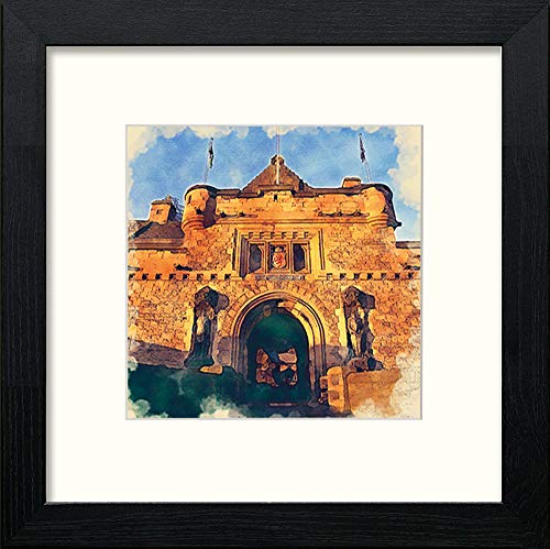 lumartos Edinburgh Castle Door – Black Wood Frame Wall Art – Framed Wall Art Print by Lumartos Premium Home Décor