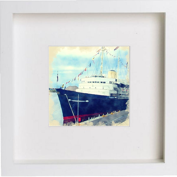 lumartos Edinburgh Her Majesty's Yacht Britannia 0028 – White Frame Wall Art – Framed Wall Art Print by Lumartos Premium Home Décor