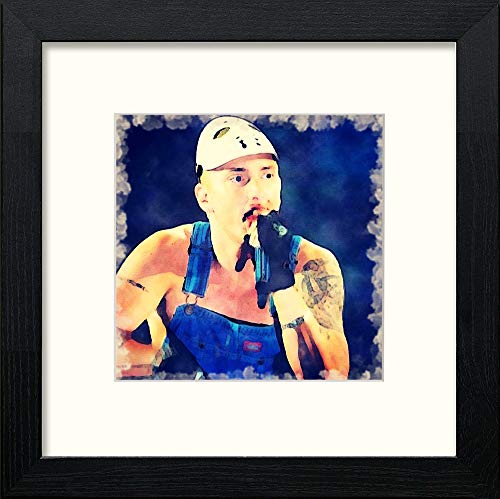 lumartos Eminem – Black Wood Frame Wall Art – Framed Wall Art Print by Lumartos Premium Home Décor
