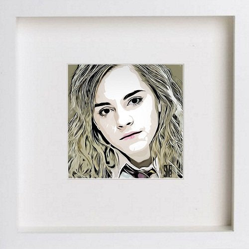 lumartos Emma Watson 0036 – White Frame Wall Art – Framed Wall Art Print by Lumartos Premium Home Décor