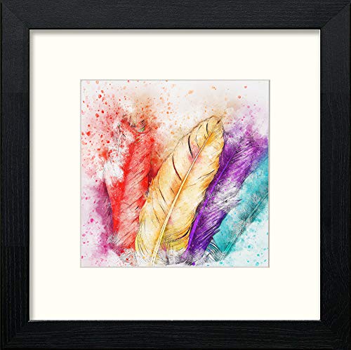 lumartos Feathers – Black Wood Frame Wall Art – Framed Wall Art Print by Lumartos Premium Home Décor