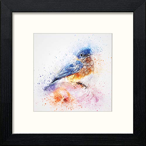 lumartos Garden Blue Bird – Black Wood Frame Wall Art – Framed Wall Art Print by Lumartos Premium Home Décor