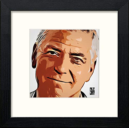 lumartos George Clooney – Black Wood Frame Wall Art – Framed Wall Art Print by Lumartos Premium Home Décor