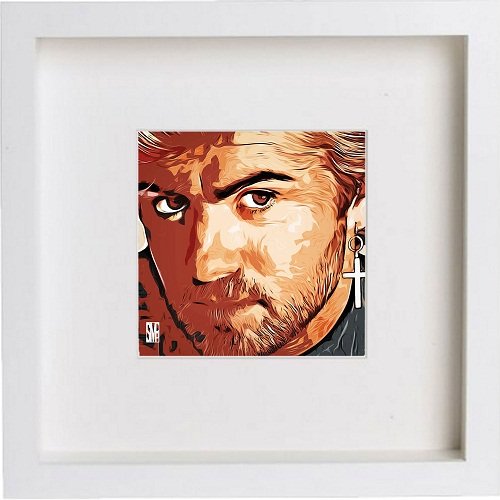 lumartos George Michael 0040 – White Frame Wall Art – Framed Wall Art Print by Lumartos Premium Home Décor