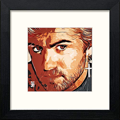 lumartos George Michael – Black Wood Frame Wall Art – Framed Wall Art Print by Lumartos Premium Home Décor