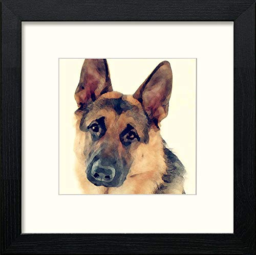 lumartos German Shepherd – Black Wood Frame Wall Art – Framed Wall Art Print by Lumartos Premium Home Décor