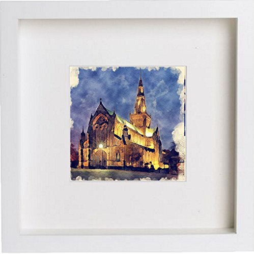 lumartos Glasgow Cathedral At Night 0043 – White Frame Wall Art – Framed Wall Art Print by Lumartos Premium Home Décor