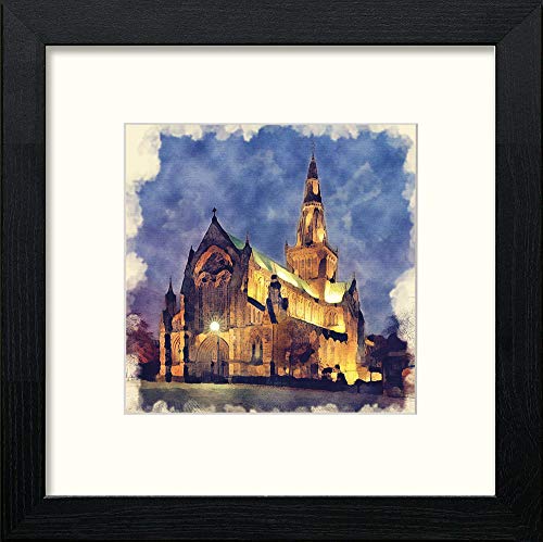 lumartos Glasgow Cathedral At Night – Black Wood Frame Wall Art – Framed Wall Art Print by Lumartos Premium Home Décor