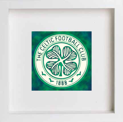 lumartos Glasgow Celtic Crest 0305 – 23cm x 23cm x 4.5cm Frame Wall Art – Framed Wall Art Print by Lumartos Premium Home Décor