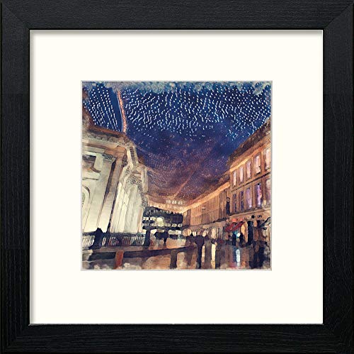 lumartos Glasgow Exchange Square Lights – Black Wood Frame Wall Art – Framed Wall Art Print by Lumartos Premium Home Décor
