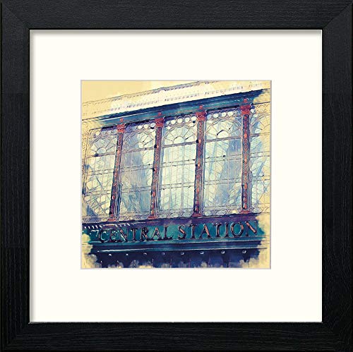 lumartos Glasgow Hielanman Umbrella – Black Wood Frame Wall Art – Framed Wall Art Print by Lumartos Premium Home Décor