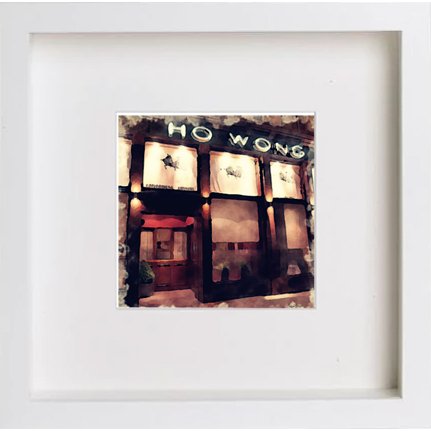 lumartos Glasgow Ho Wong 0216 – White Frame Wall Art – Framed Wall Art Print by Lumartos Premium Home Décor