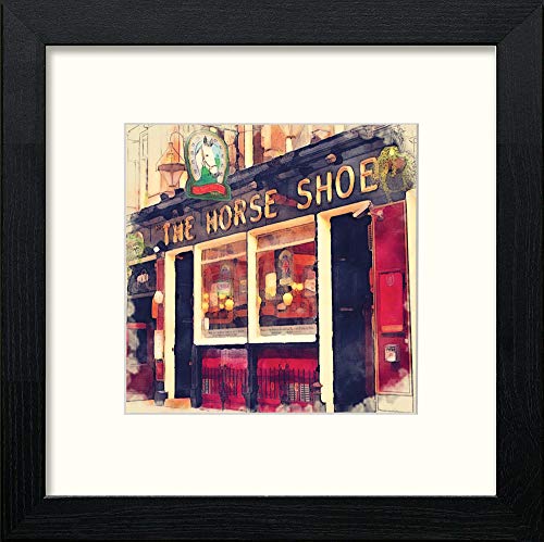 lumartos Glasgow Horse Shoe Bar – Black Wood Frame Wall Art – Framed Wall Art Print by Lumartos Premium Home Décor