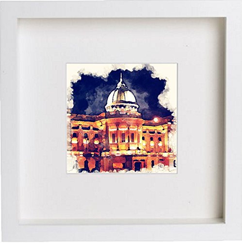 lumartos Glasgow Mitchell Library At Night Print 0049 – White Frame Wall Art – Framed Wall Art Print by Lumartos Premium Home Décor