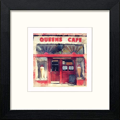 lumartos Glasgow Queens Cafe – Black Wood Frame Wall Art – Framed Wall Art Print by Lumartos Premium Home Décor